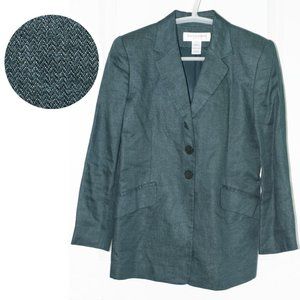 Jones New York Vintage 100% Linen Green Blazer